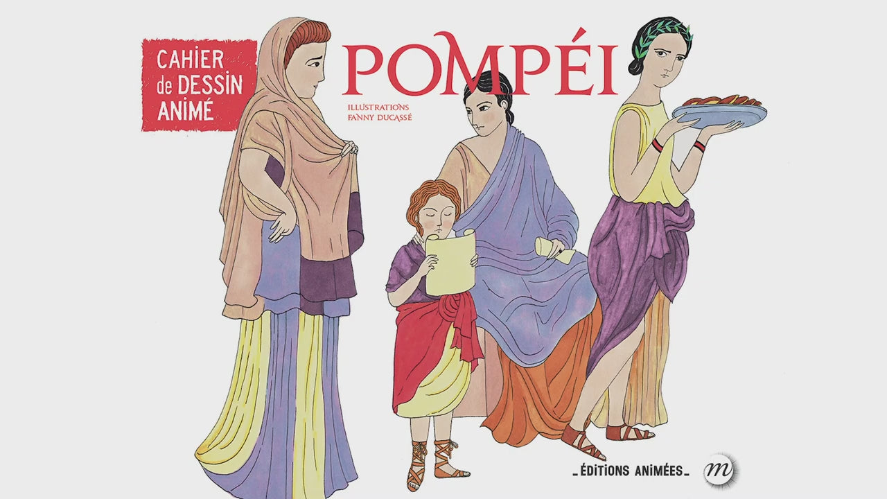 Vidéo de démonstration du cahier de dessin animé Pompéi du Coffret Sciences, qui s'anime avec l'application BlinkBook.